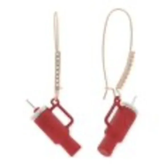 BETSY JOHNSON red Stanley type earrings NEW - Picture 4 of 4